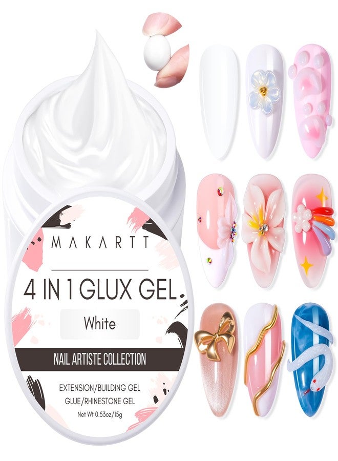 Makartt 3d Gel Nail Art: 4-in-1 3d Nail Gel Sculpting Gels White Non-sticky for Extension, 15ML Solid Builder Nail Gel UV Glue for Acrylic Tips, Rhinestones & Sculpture Gels for Nails Art Salon Home - Image 1